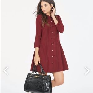 Burgundy Pintuck Peasant Dress
